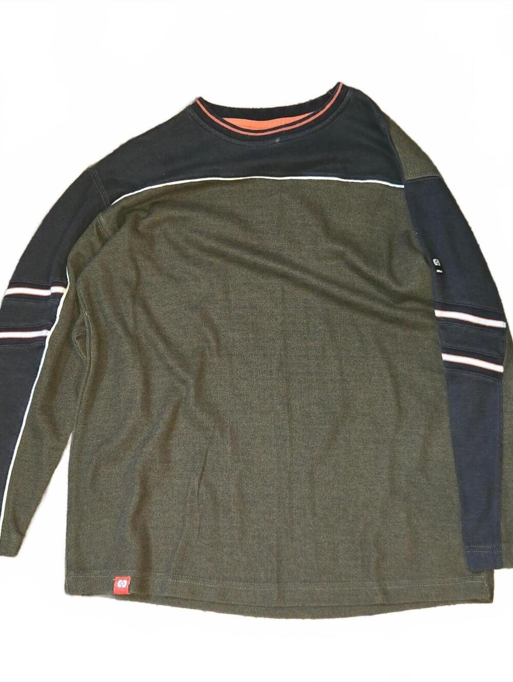Vintage Y2K Surf T Shirt Mens XL Green Long Sleeve Striped Skate Wear 2000s OTB